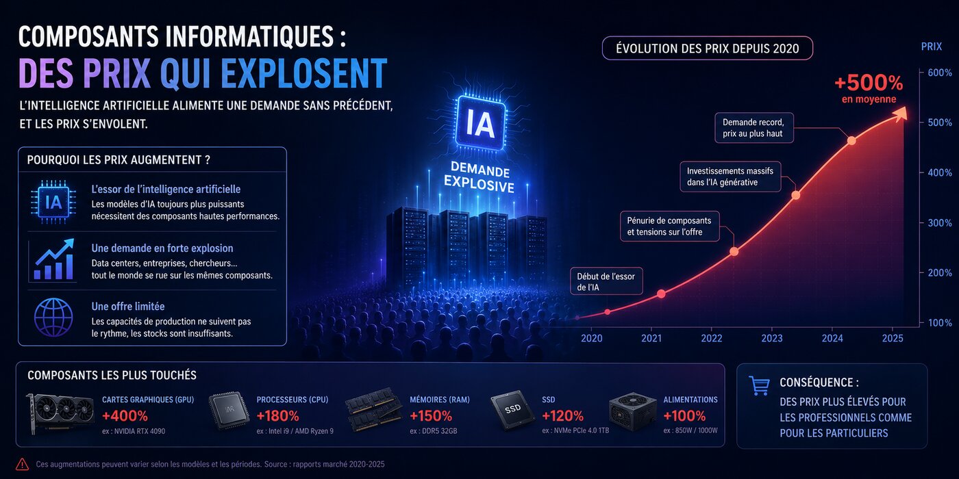 Hausse des prix des composants informatiques liée à la demande de l'intelligence artificielle